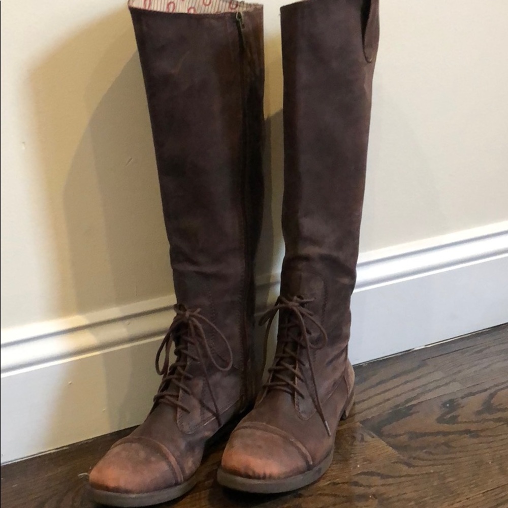 Lucky Brand brown lace tall boots
